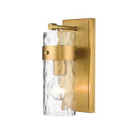 Z-Lite Fontaine 1 Light Vanity, Rubbed Brass & Clear 3035-1V-RB